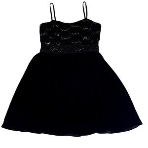 BCX Dress Mini Fit & flare Black Rhinestones Eyelet Juniors Size 11 Like new